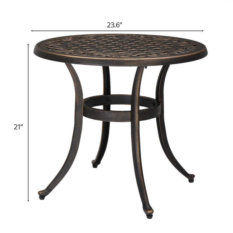 24 Inch Round Cast Aluminum Outdoor Side Table Bronze
