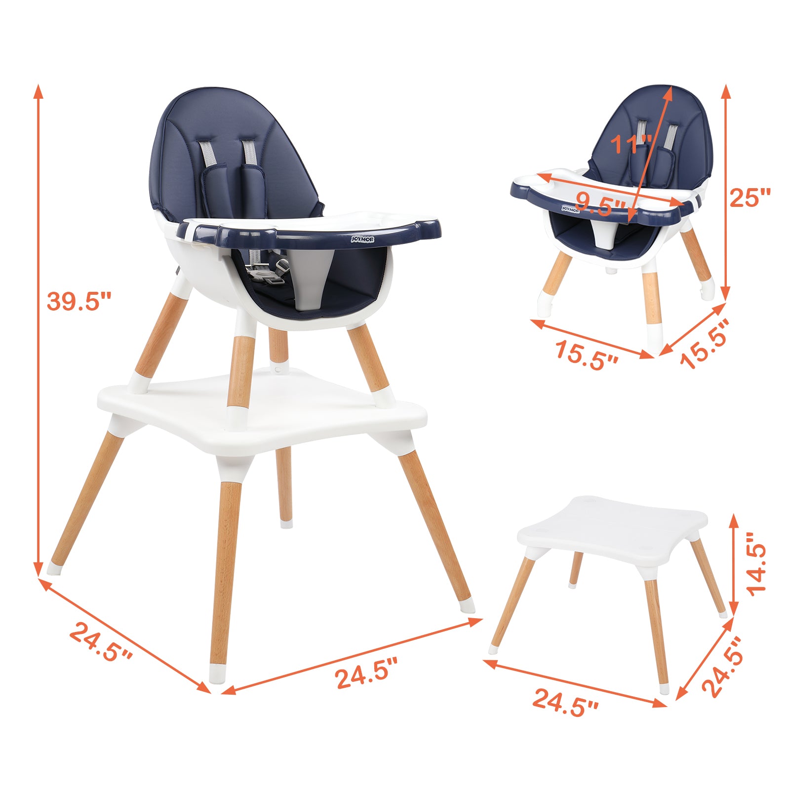 5 in 1 Convertible Baby High Chair for Babies to Toddlers Blue