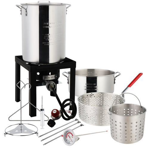 ROVSUN 30QT Turkey Fryer & 10QT Fish Fryer Kit with 55000 BTU Propane Burner