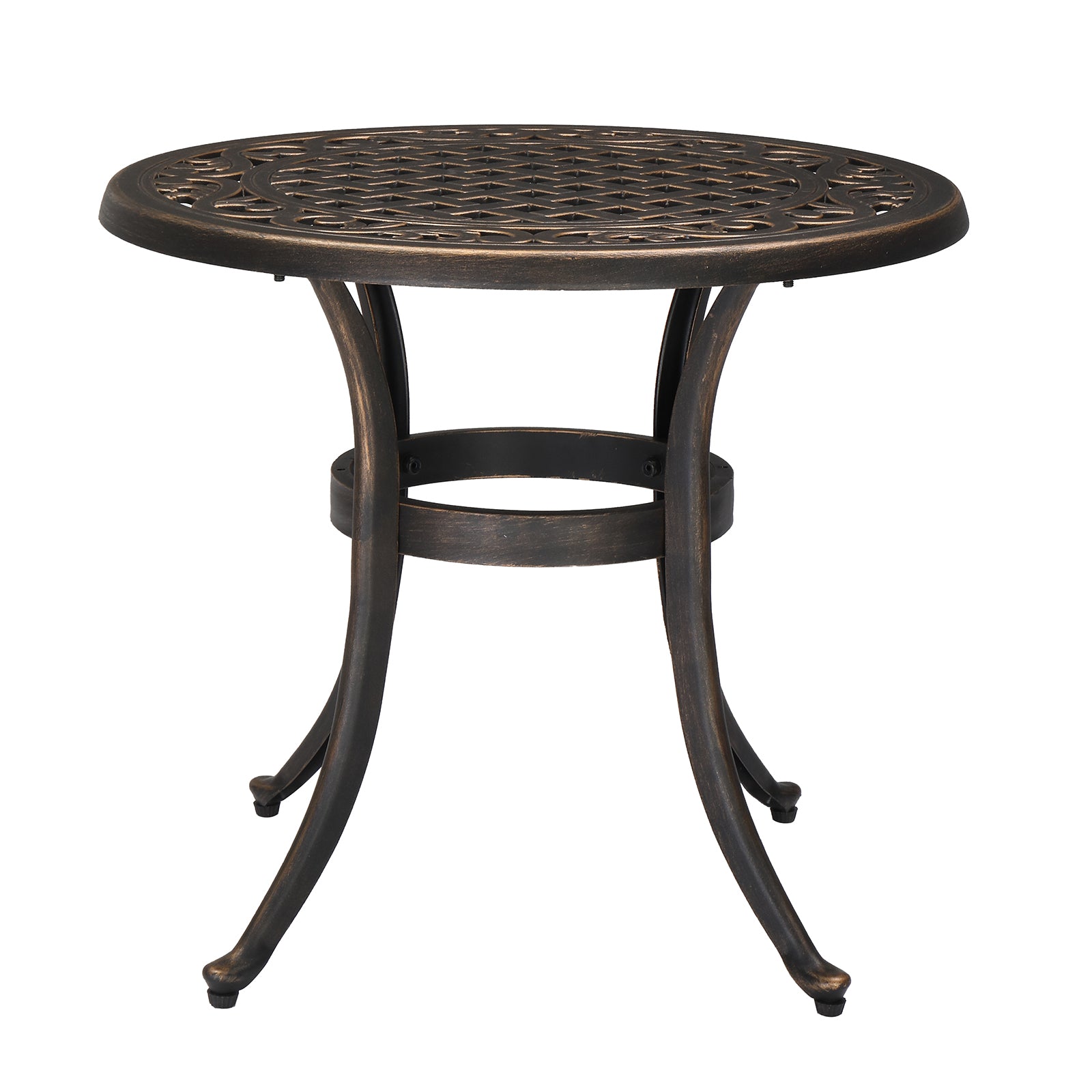 24 Inch Round Cast Aluminum Outdoor Side Table Bronze