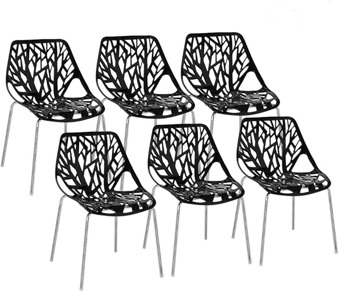 Plastic Saping Birch Stackable Chairs Set Black