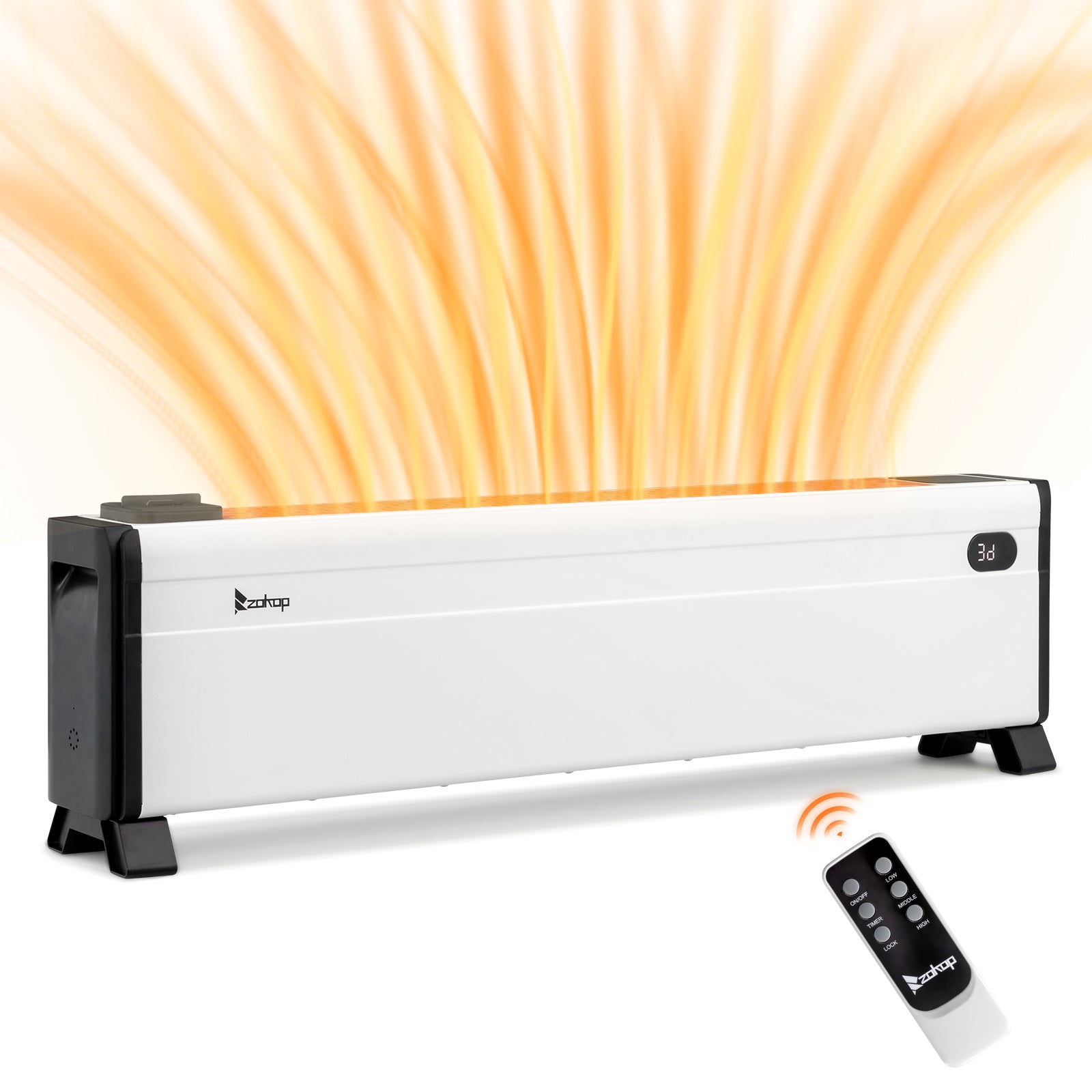 32'' 1500W 120V Electric Baseboard Heater with Remote White