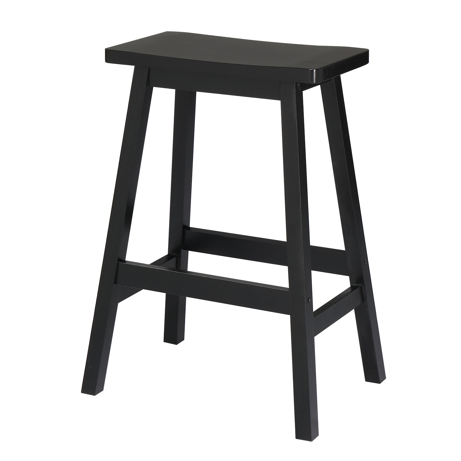 24 Inch Height Wood Saddle-Seat Counter Height Stool Black