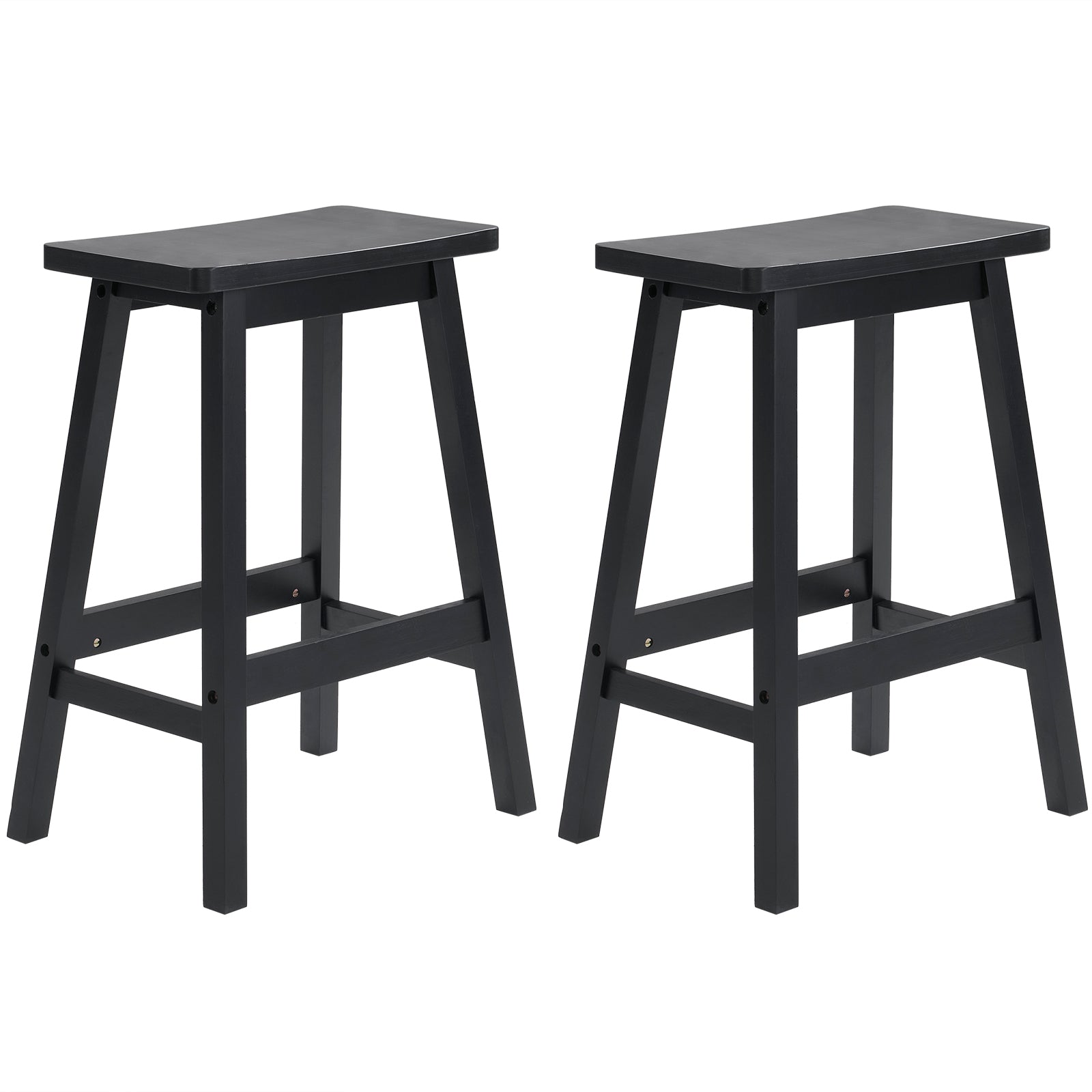 24 Inch Height Wood Saddle-Seat Counter Height Stool Black