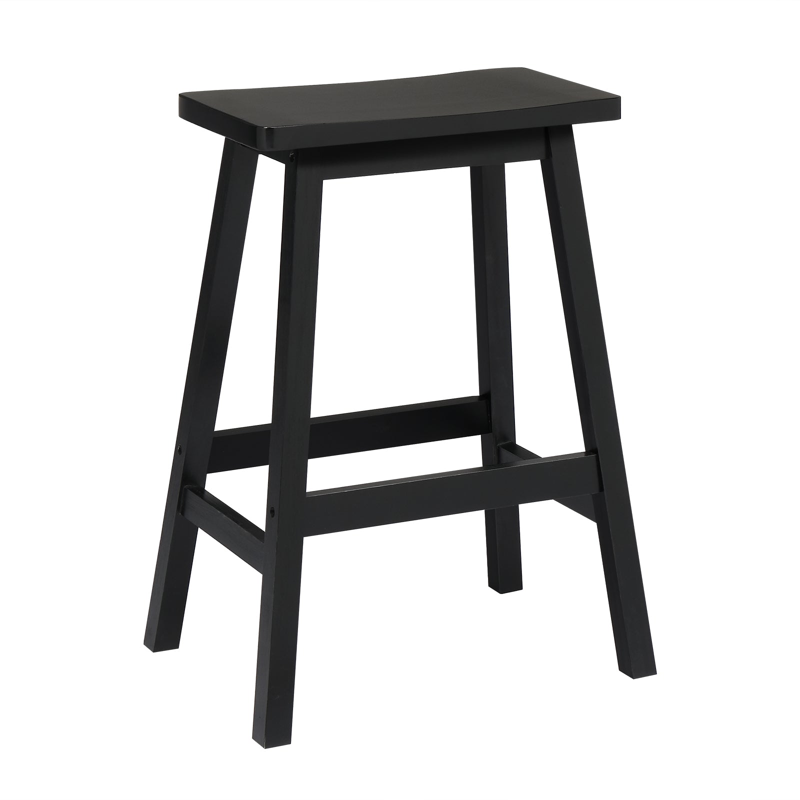 24 Inch Height Wood Saddle-Seat Counter Height Stool Black