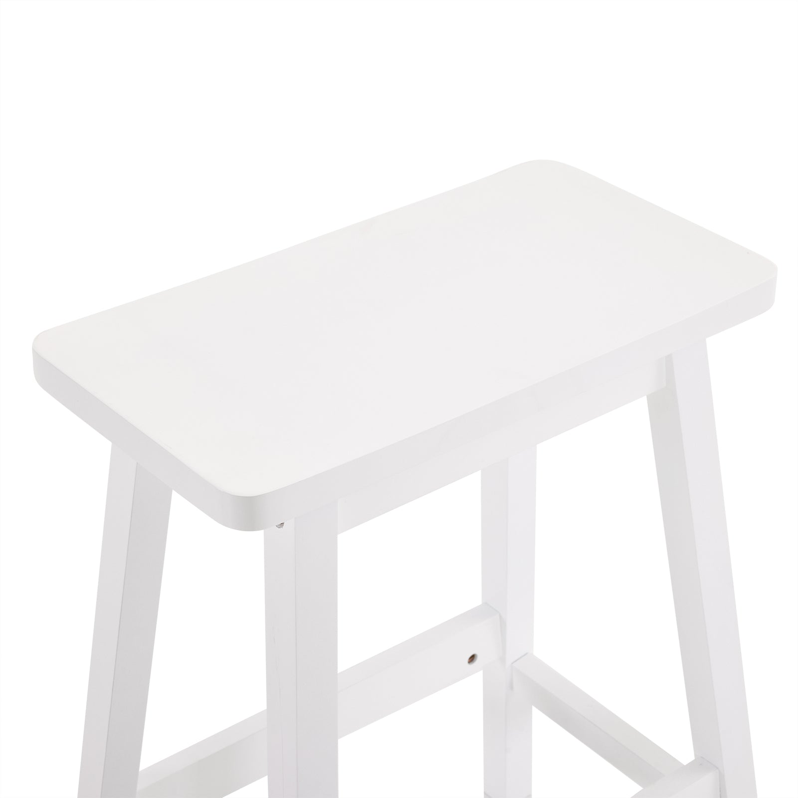 24 Inch Height Wood Saddle-Seat Counter Height Stool White