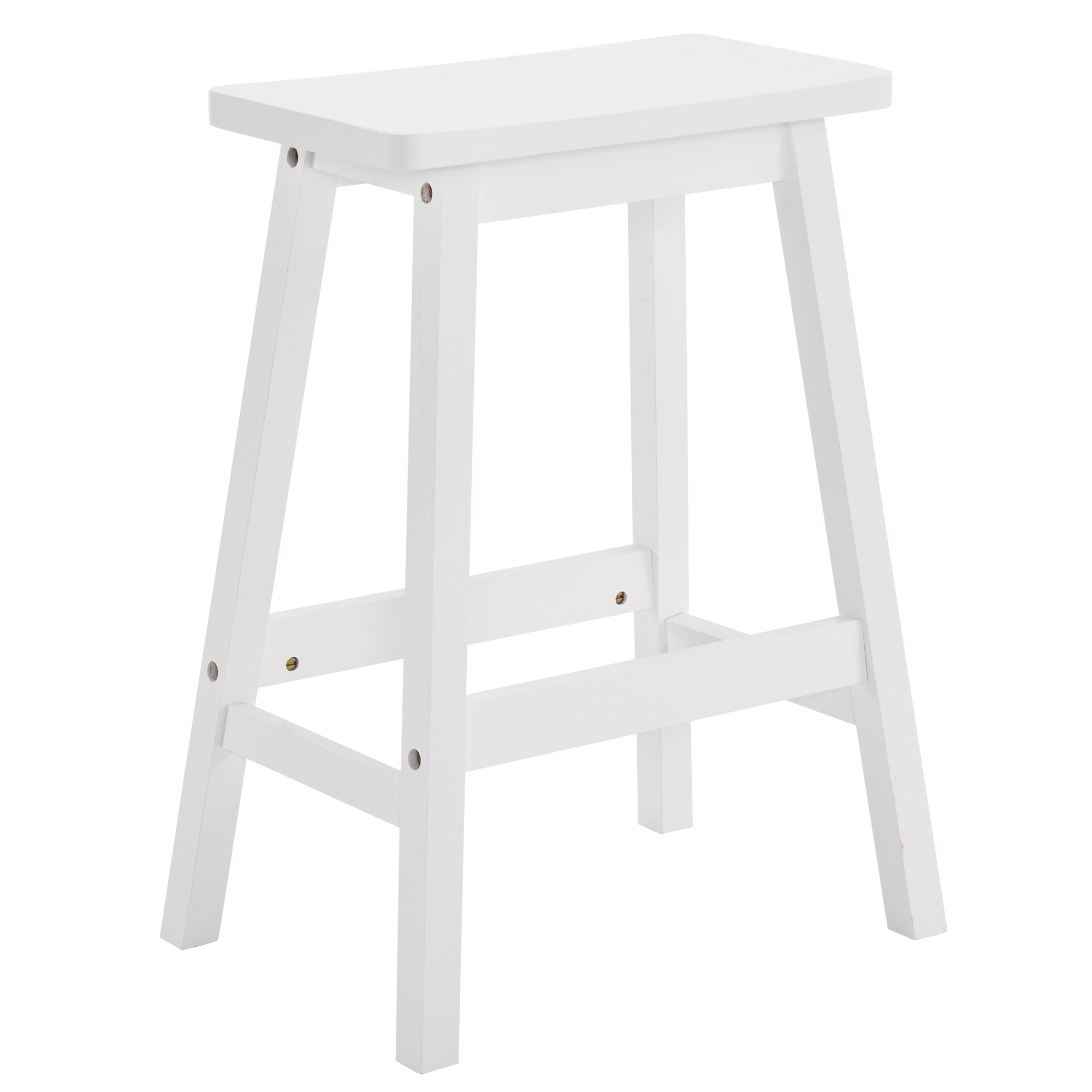 24 Inch Height Wood Saddle-Seat Counter Height Stool White