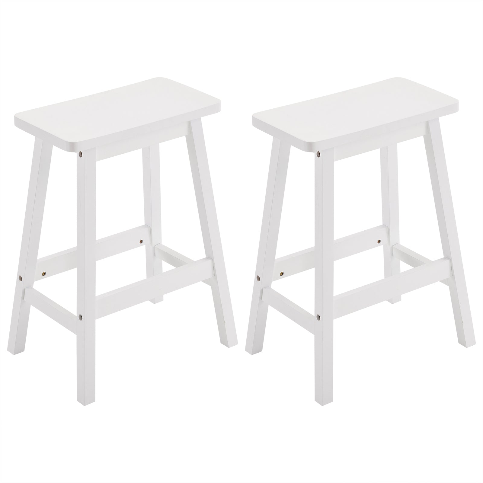 24 Inch Height Wood Saddle-Seat Counter Height Stool White