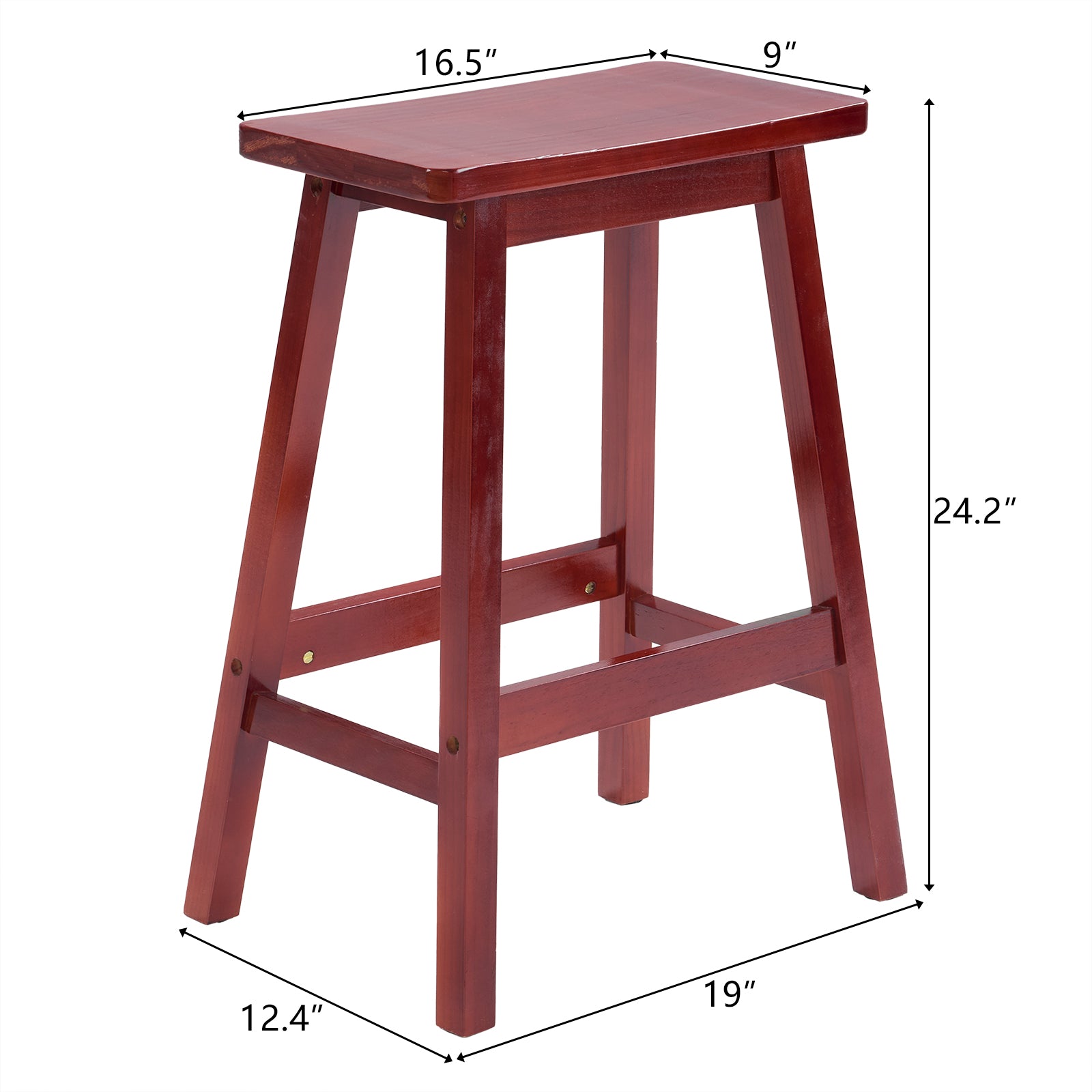 24 Inch Height Wood Saddle-Seat Counter Height Stool Brown