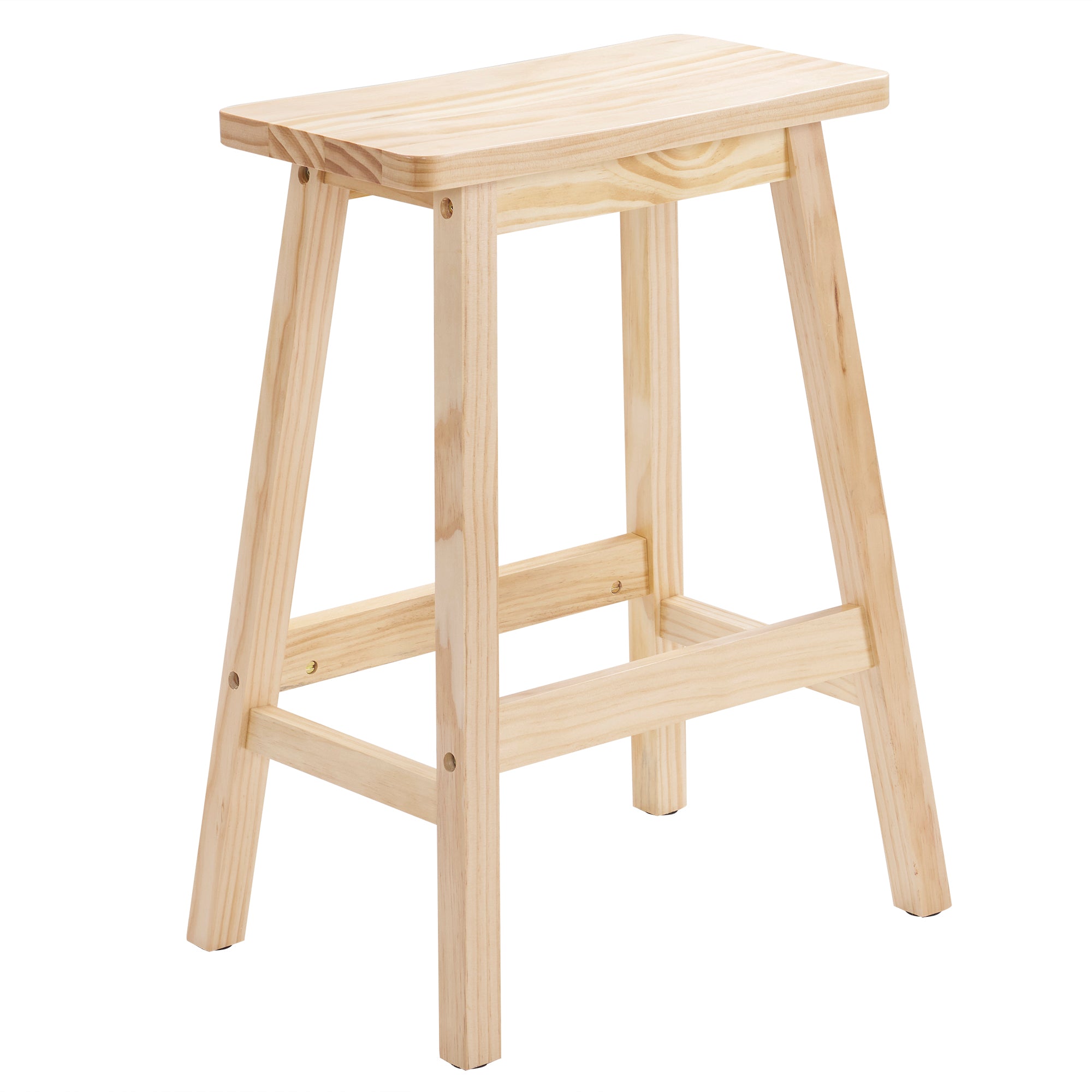 24 Inch Height Wood Saddle-Seat Counter Height Stool Natural