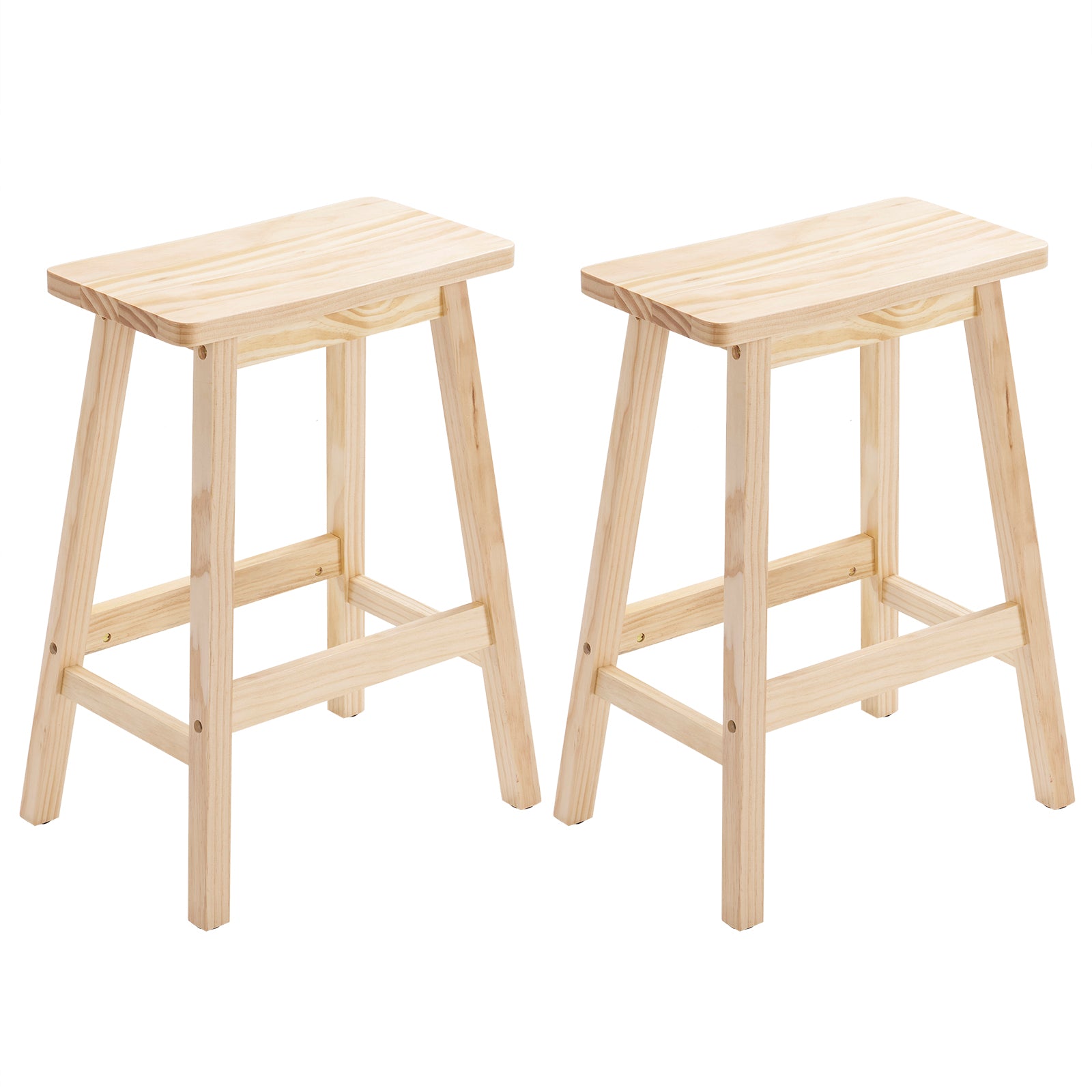 24 Inch Height Wood Saddle-Seat Counter Height Stool Natural