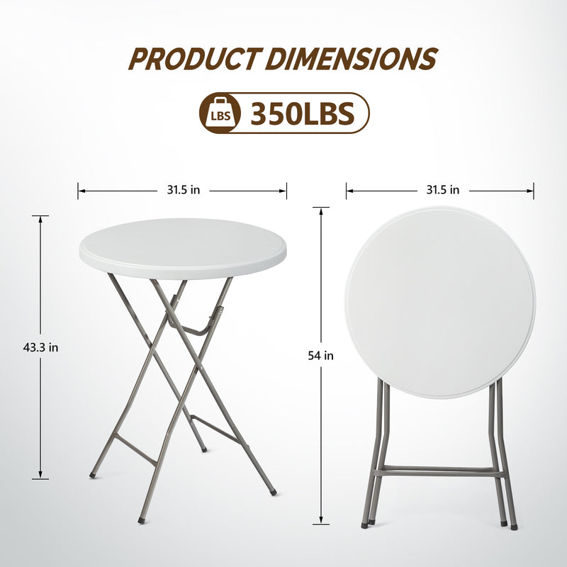 32 Inch Round Folding Portable Plastic Table Bar Height