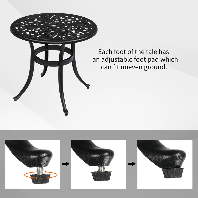 23.6 Inch Round Outdoor Side Table with Umbrella Hole Black