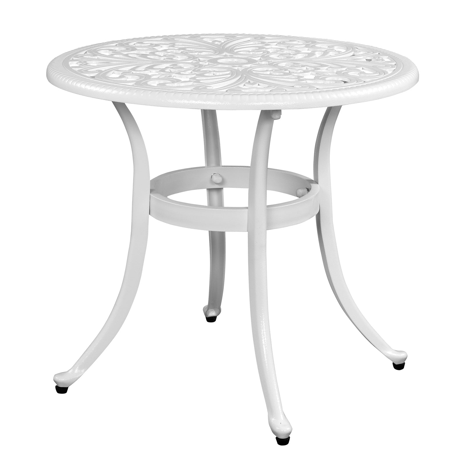 23.6 Inch Round Outdoor Side Table with Umbrella Hole White