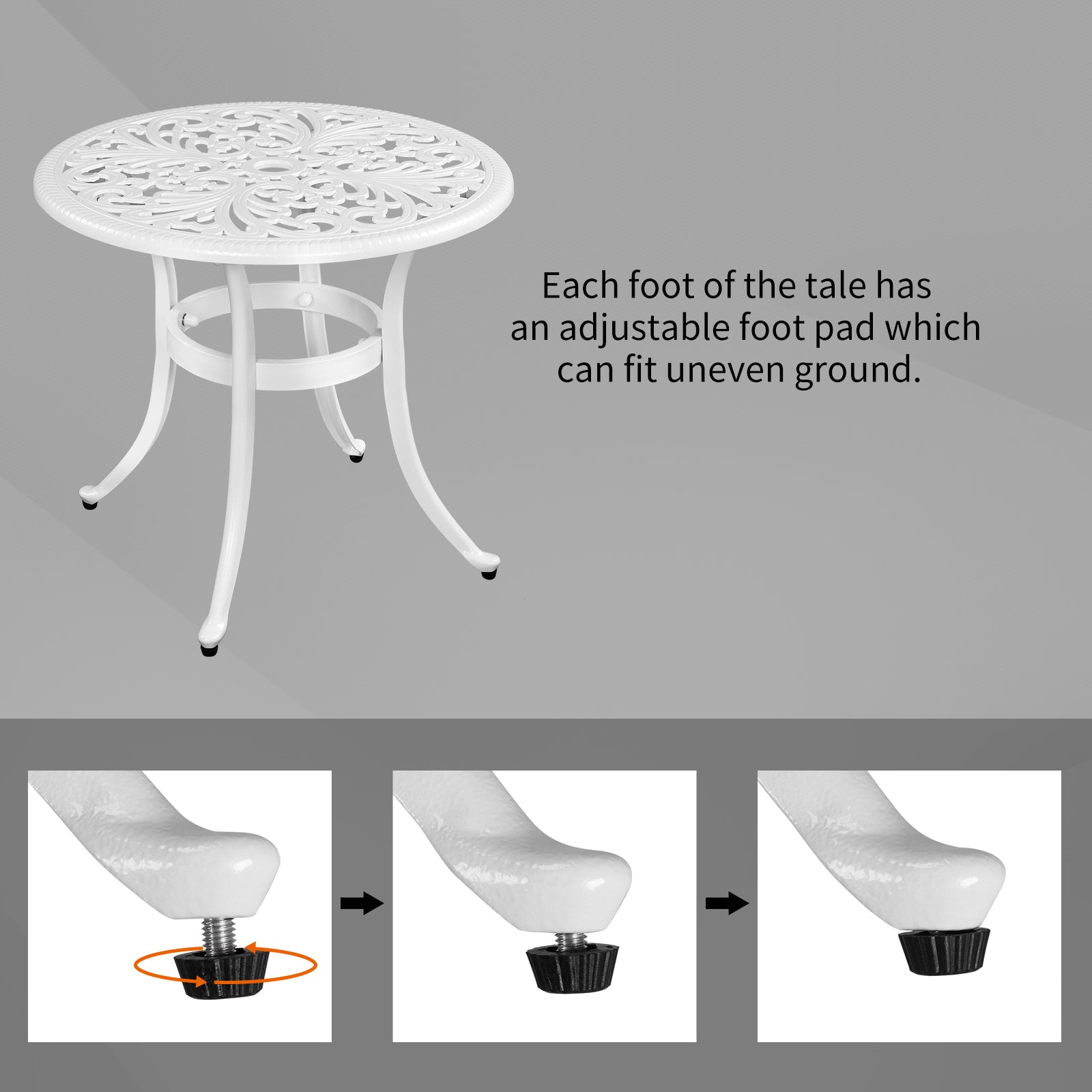 23.6 Inch Round Outdoor Side Table with Umbrella Hole White