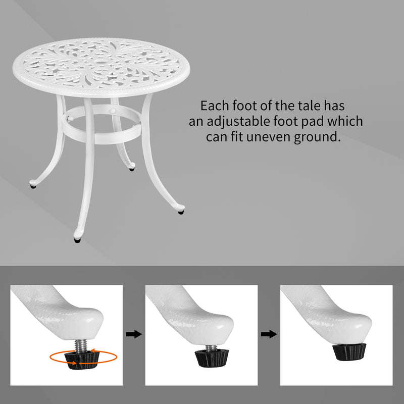 23.6 Inch Round Outdoor Side Table with Umbrella Hole White