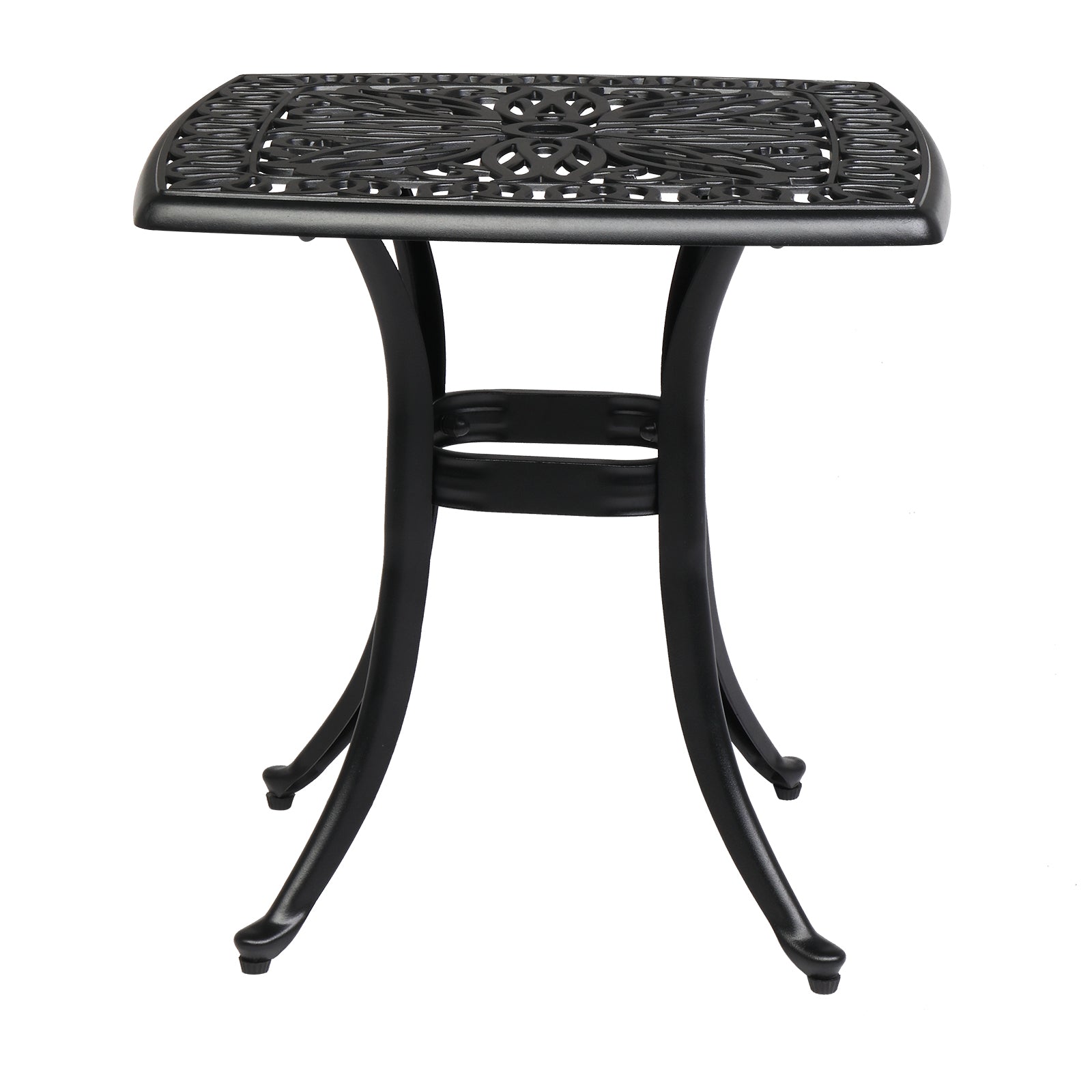 21 Inch Sqaure Outdoor Side Table with Umbrella Hole Black