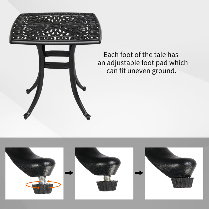 21 Inch Sqaure Outdoor Side Table with Umbrella Hole Black