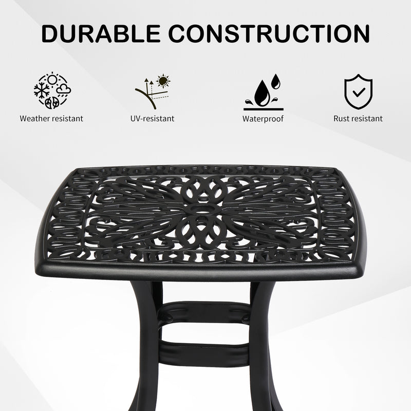 21 Inch Sqaure Outdoor Side Table with Umbrella Hole Black