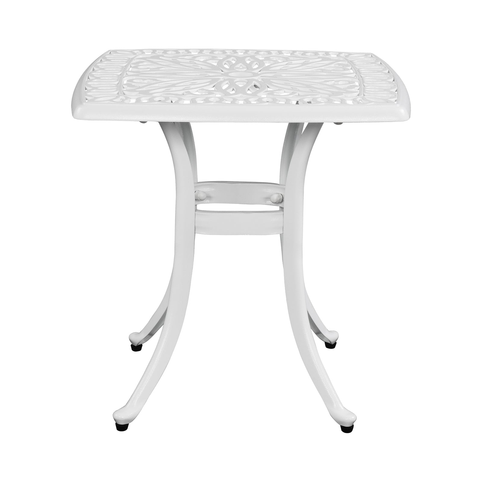 21 Inch Sqaure Outdoor Side Table with Umbrella Hole White