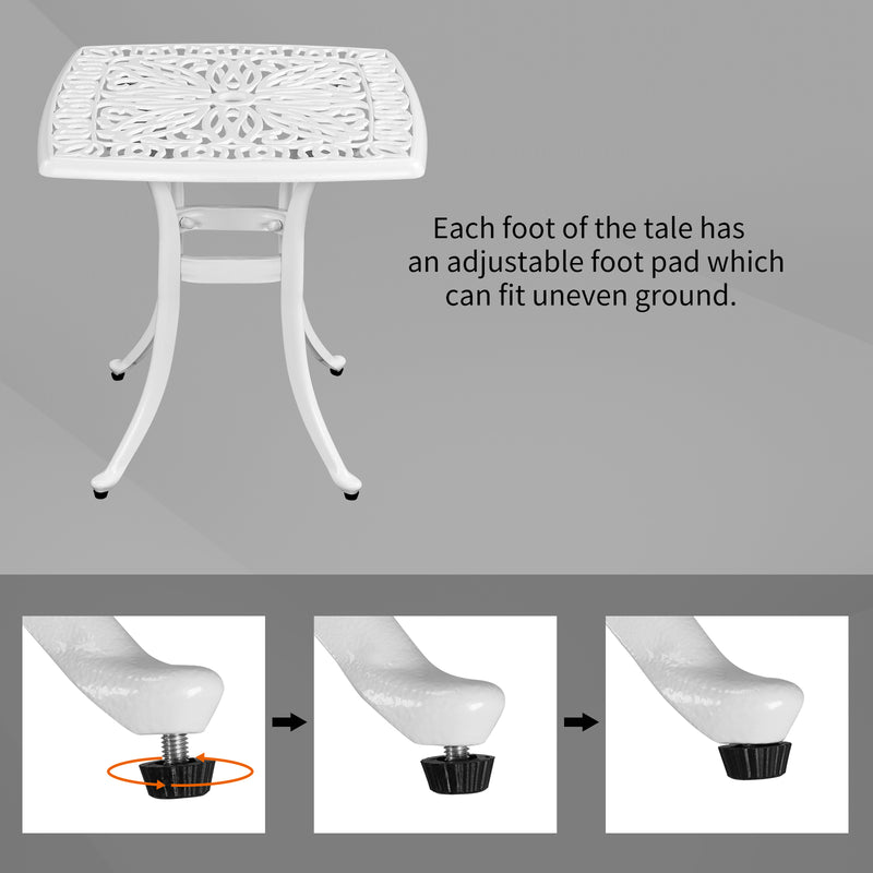 21 Inch Sqaure Outdoor Side Table with Umbrella Hole White