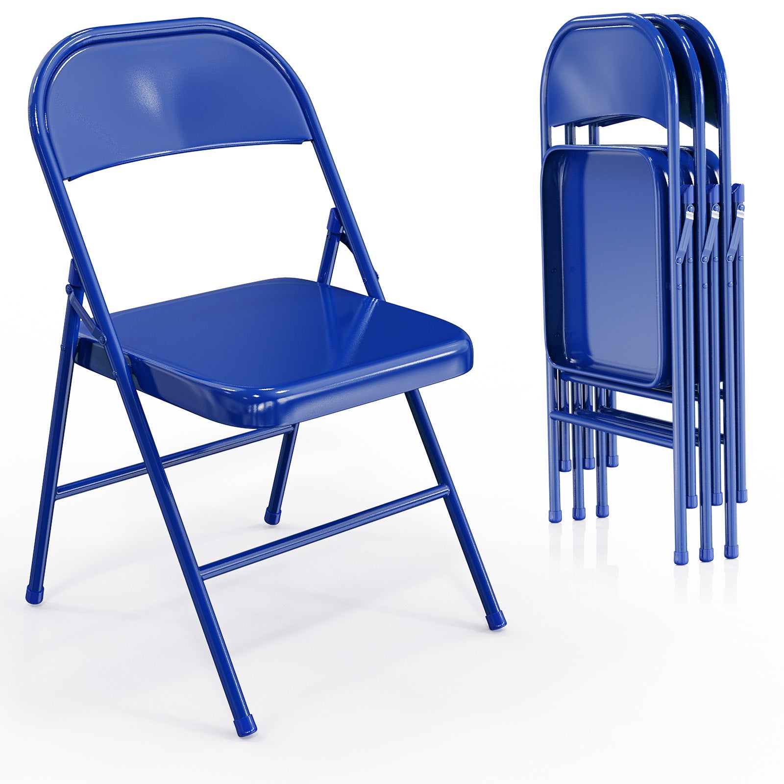 Folding Chairs with All Steel Metal Frame Blue