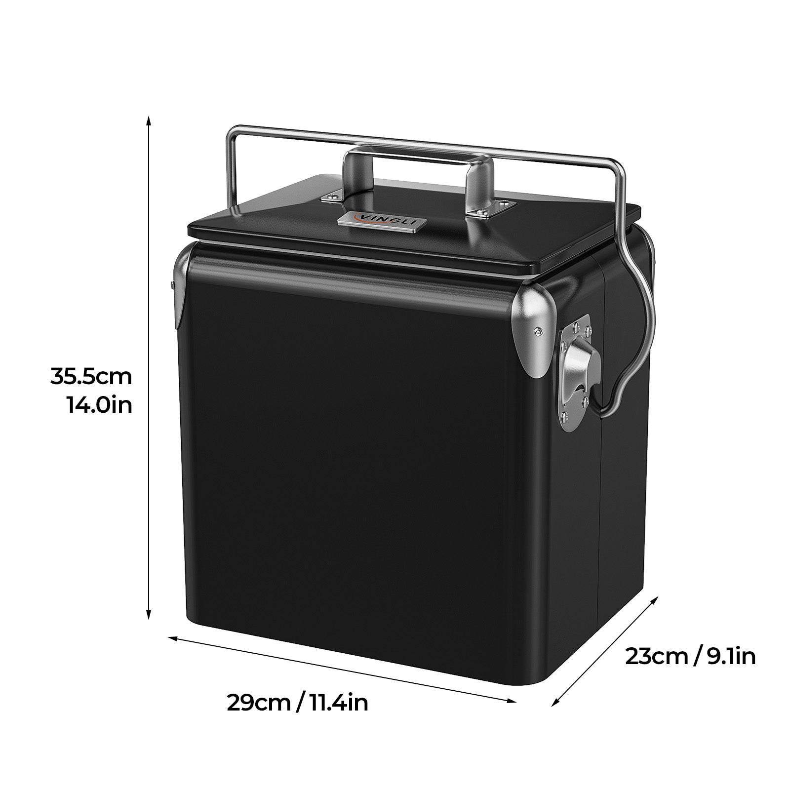 14 Quart Portable Outdoor Camping Small Cooler Ice Chest Black