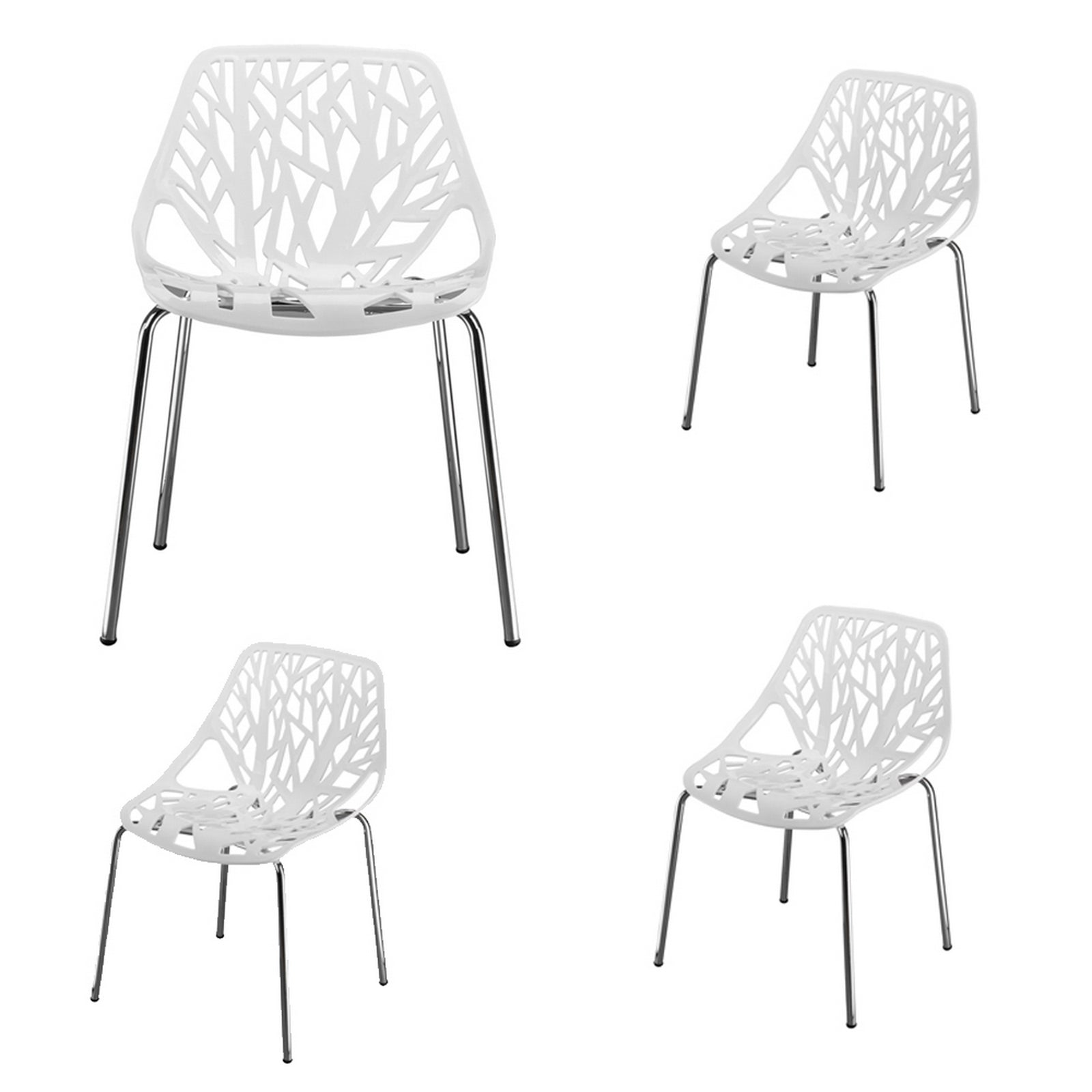 Plastic Saping Birch Stackable Chairs Set White