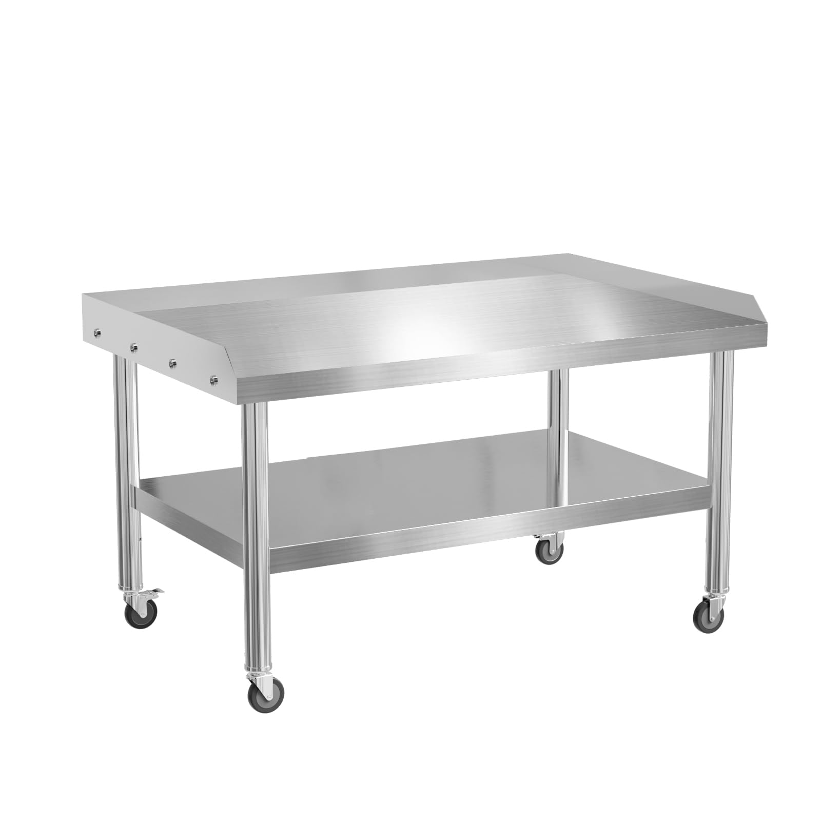 ROVSUN 30" x 48" Stainless Steel Equipment Stand with Undershelf & Wheels