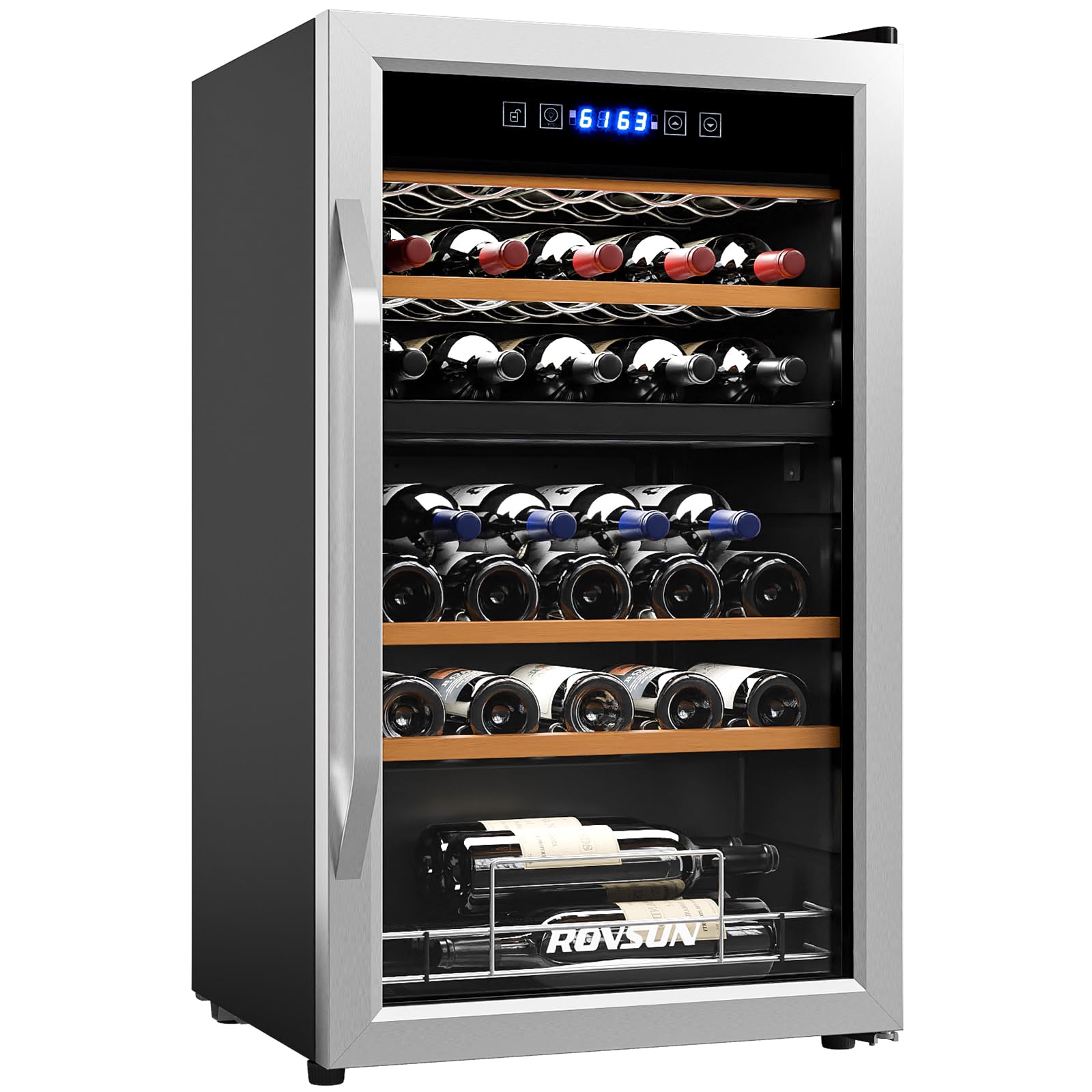 ROVSUN 33 Bottle Dual Zone Wine Cooler Fridge with Digital Temperature