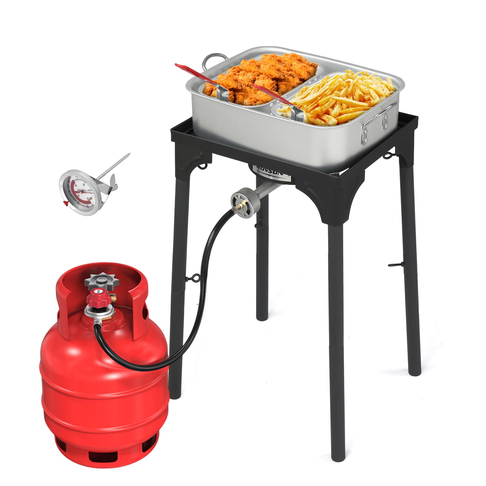 ROVSUN 18 QT Aluminum Deep Fryer Pot with 58,000 BTU Propane Stove