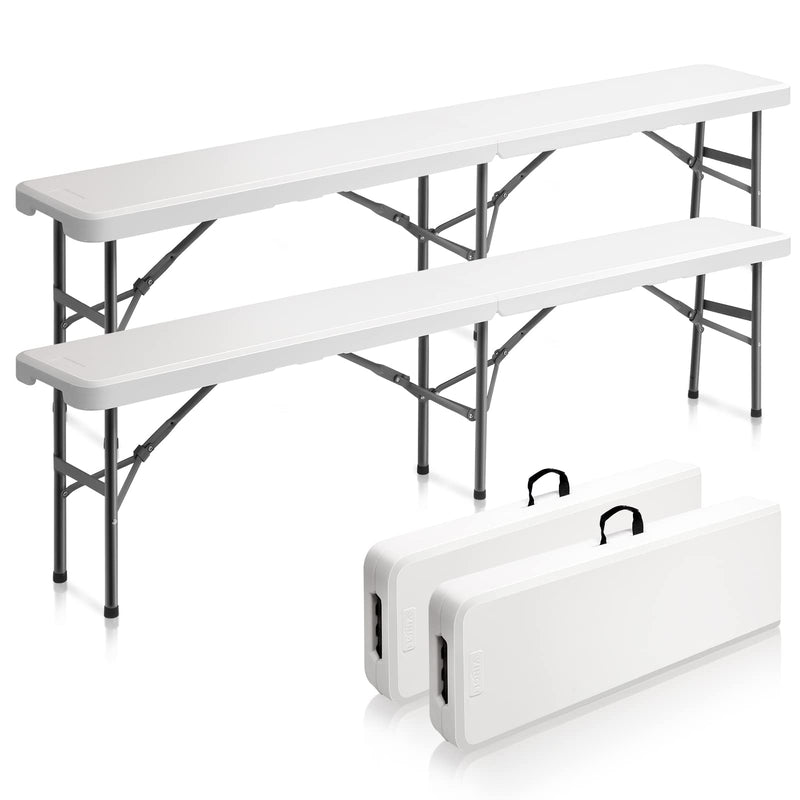 6 Feet Plastic Folding Bench Outdoor Picnic Party Seat White