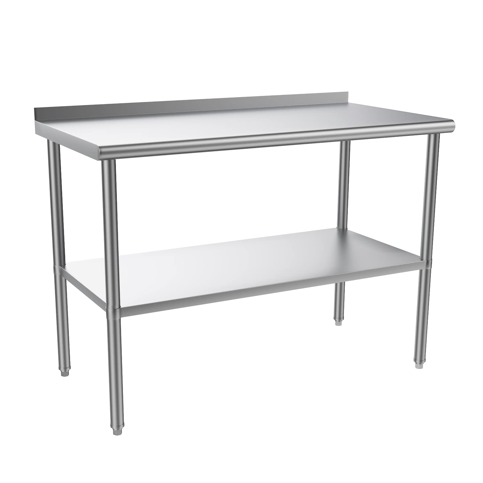 ROVSUN 24" x 48" Stainless Steel Table with Undershelf & Backsplash