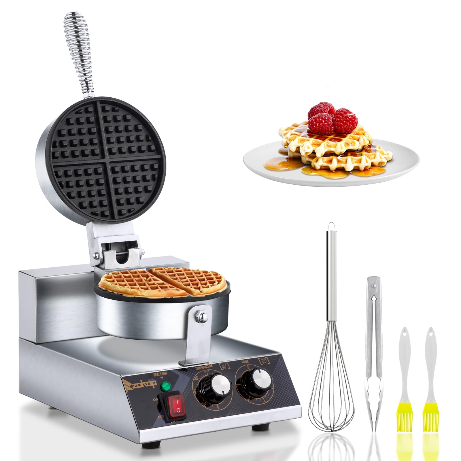 ZOKOP 1200W 110V Single Head Round Waffle Maker