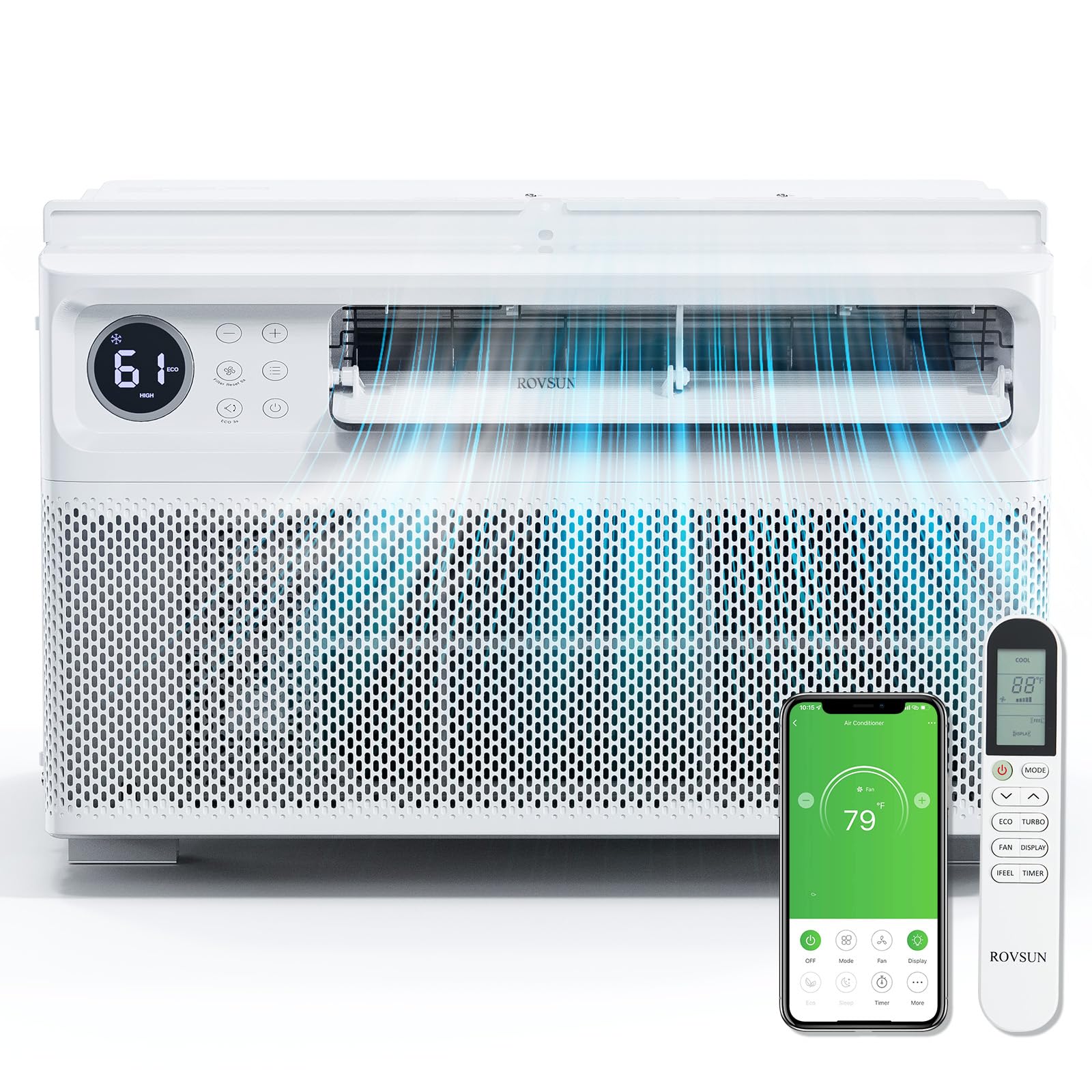 ROVSUN 10000 BTU 115V Inverter Window Air Conditioner with Wifi Remote App Control & Install Kit