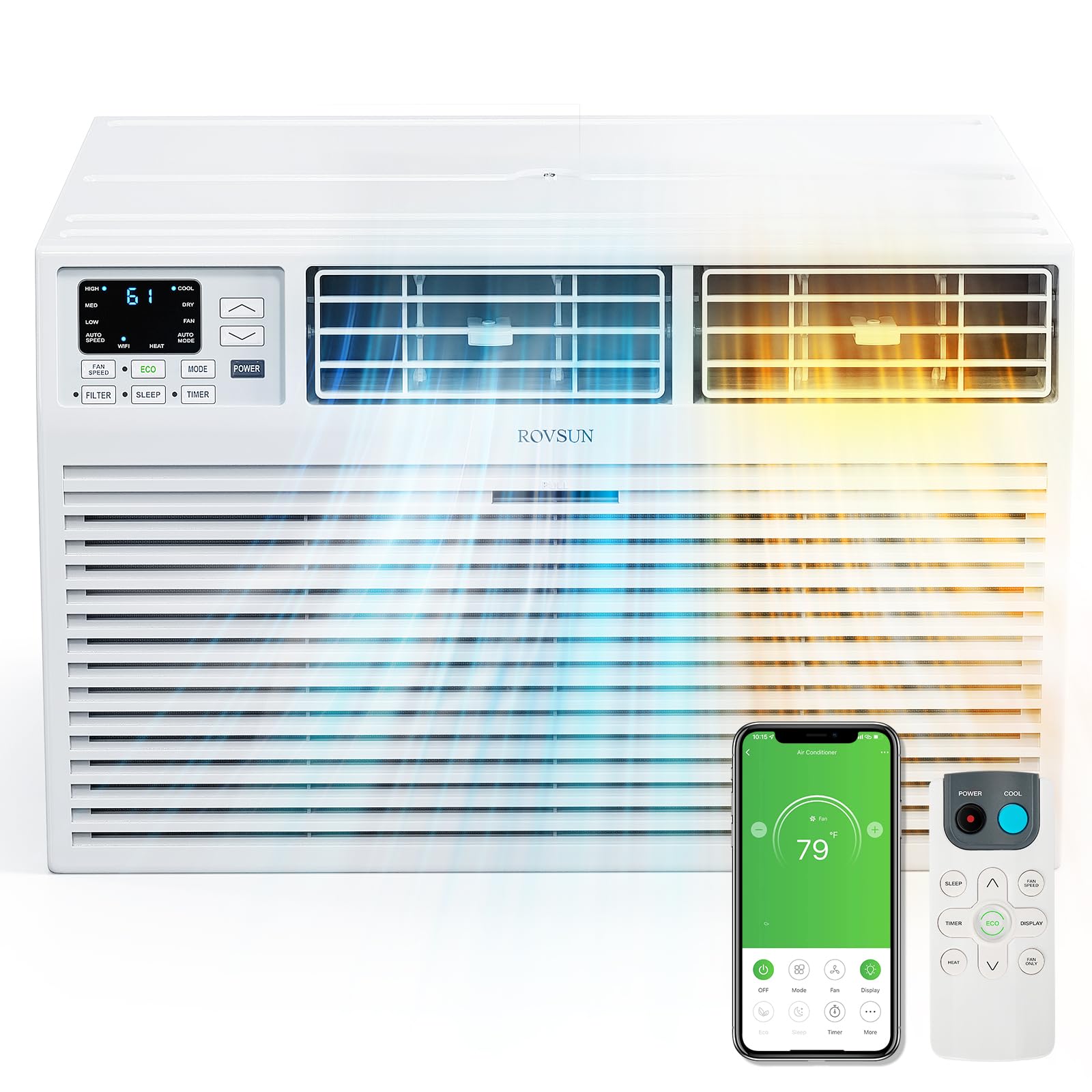 ROVSUN 8,000 BTU 115V Through the Wall Air Conditioner with Heat & Wifi/APP & Install Kit