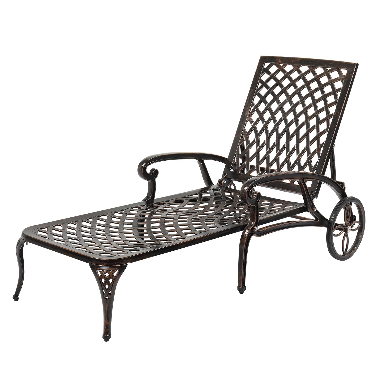 Cast Aluminum Outdoor Chaise Lounge Chair Bronze