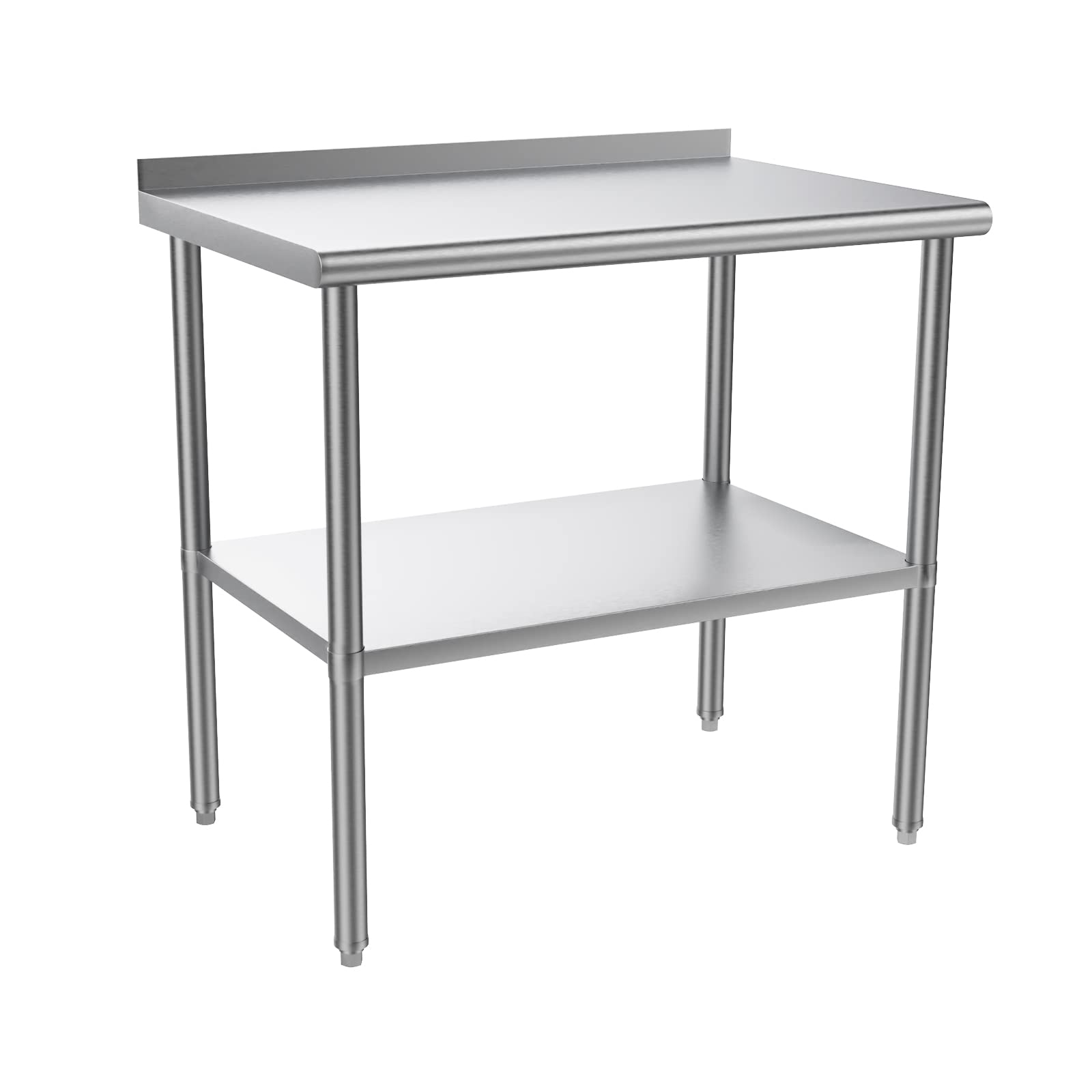 ROVSUN 24" x 36" Stainless Steel Table with Undershelf & Backsplash