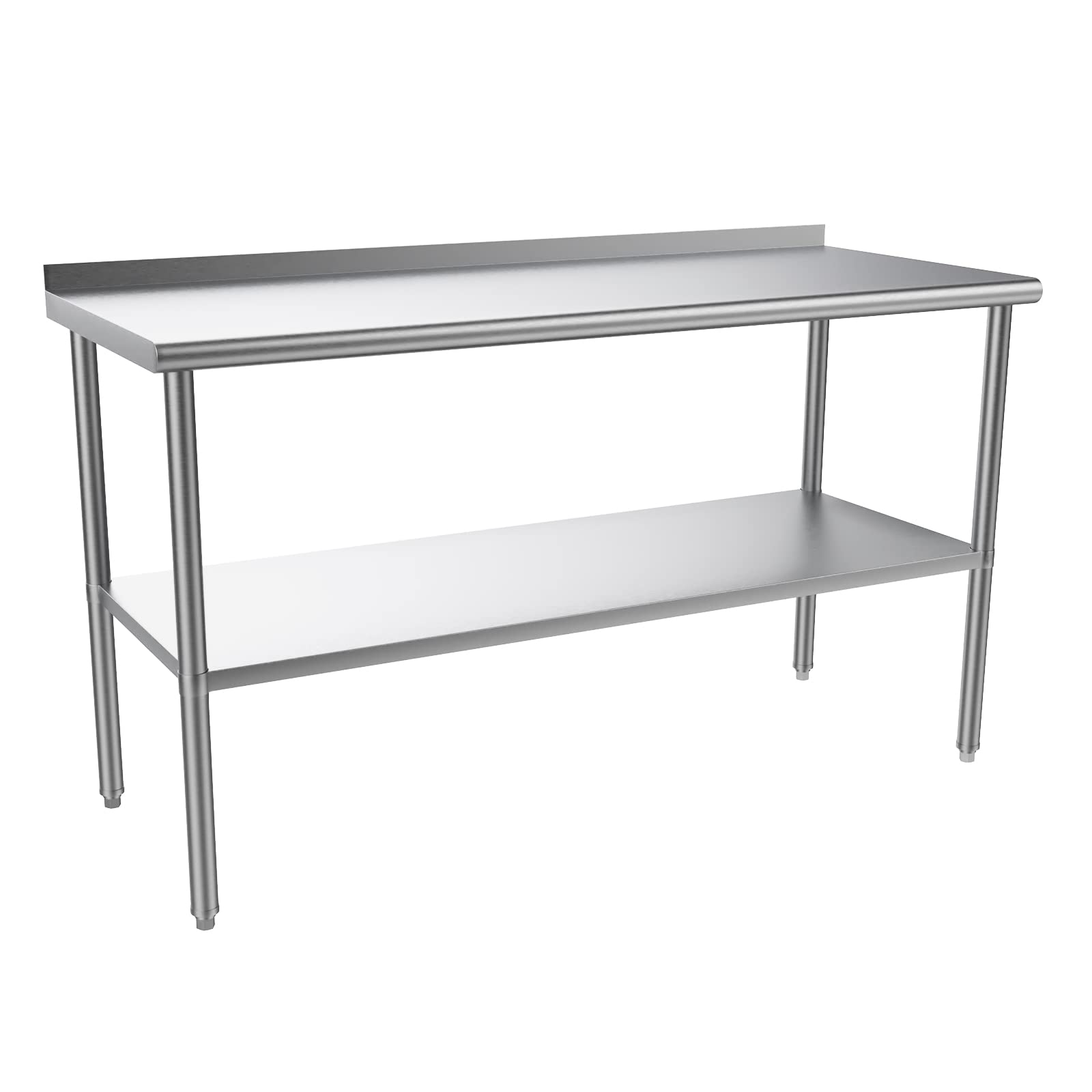 ROVSUN 24" x 60" Stainless Steel Table with Undershelf & Backsplash