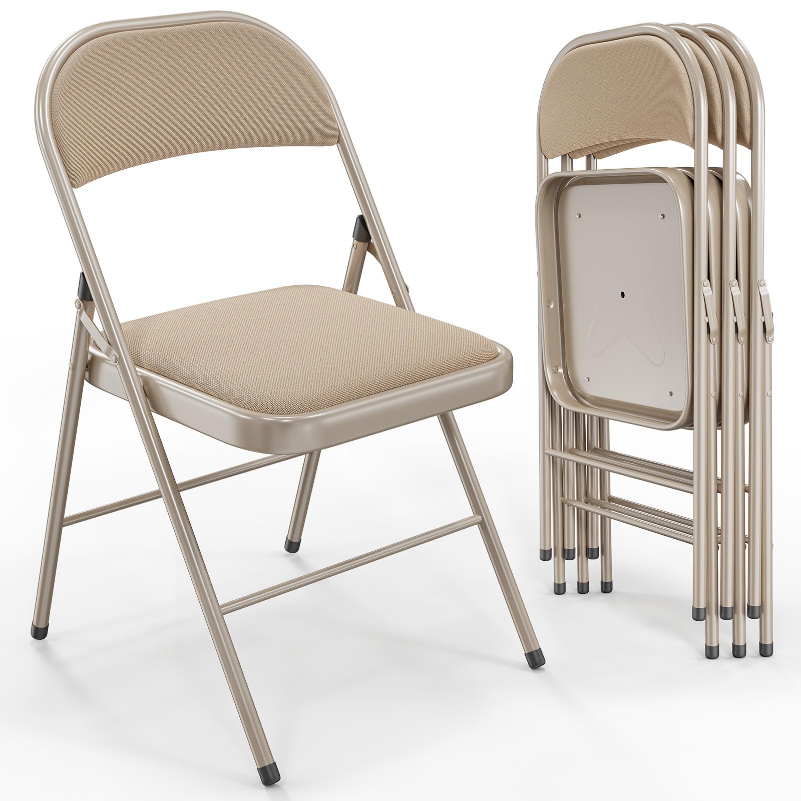 Folding Chairs with Fabric Seat Set & Back Khaki