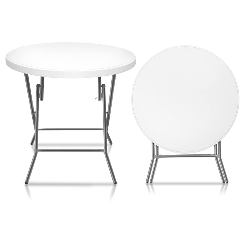32 Inch Round Folding Portable Plastic Dining Table White