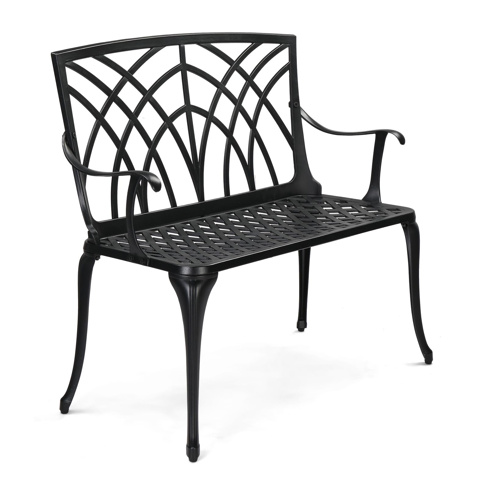 38 Inch Outdoor Bench Cast Aluminium Black