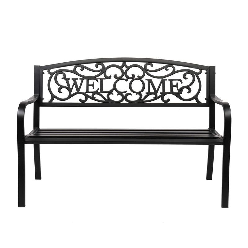 50 Inch Outdoor Bench Metal with Welcome Back