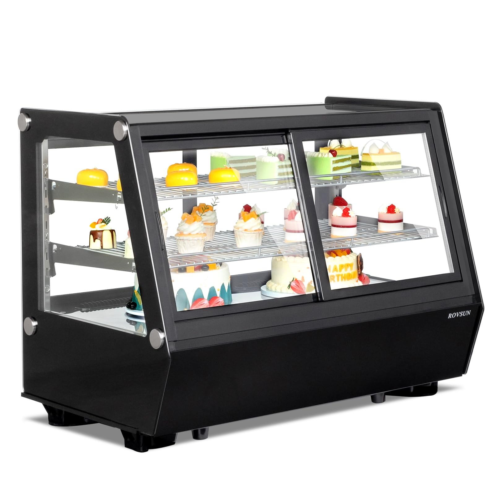 ROVSUN 5.8 Cu.Ft 230W 110V Black Refrigerated Bakery Display Case Countertop