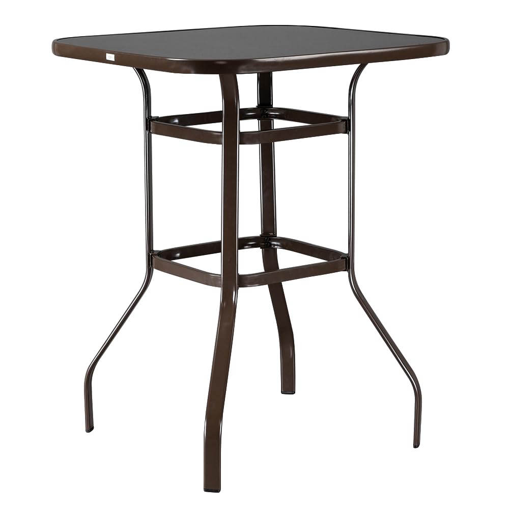 40 Inch Outdoor Patio Bar Height Table Brown