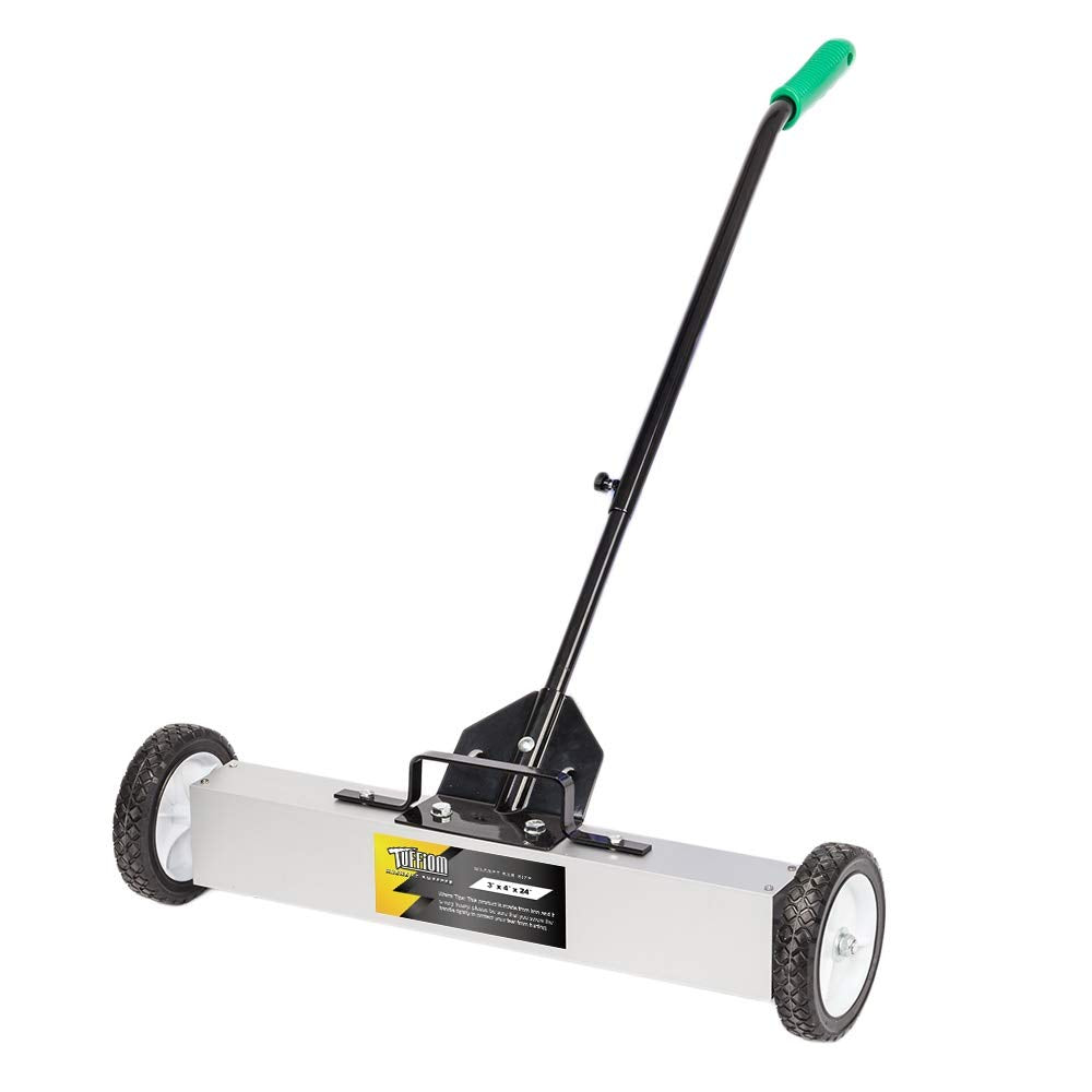 24" 50 LBS Capacity Rolling Magnetic Sweeper Floor Pickup with Release