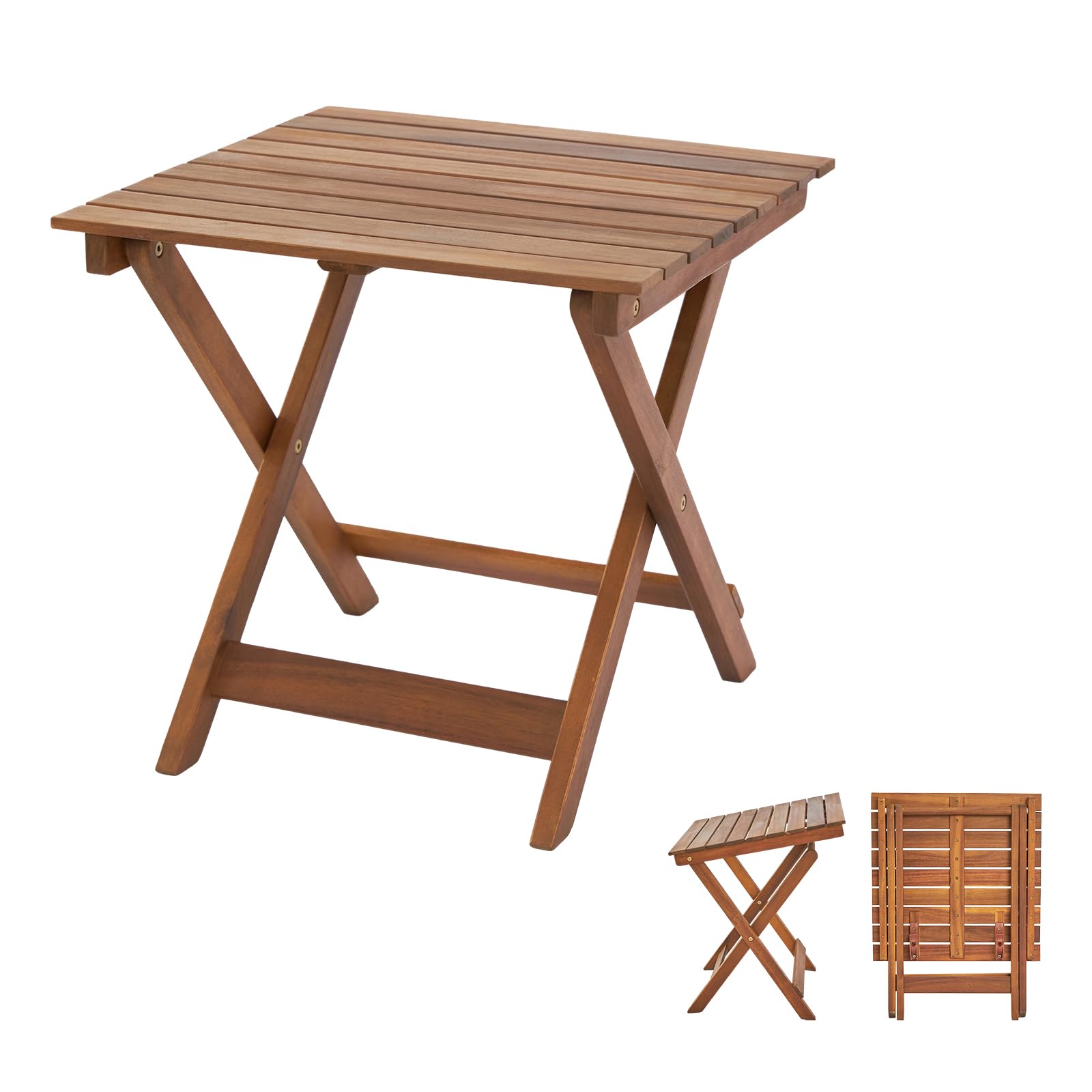 18" Square FSC Acacia Wooden Folding Table