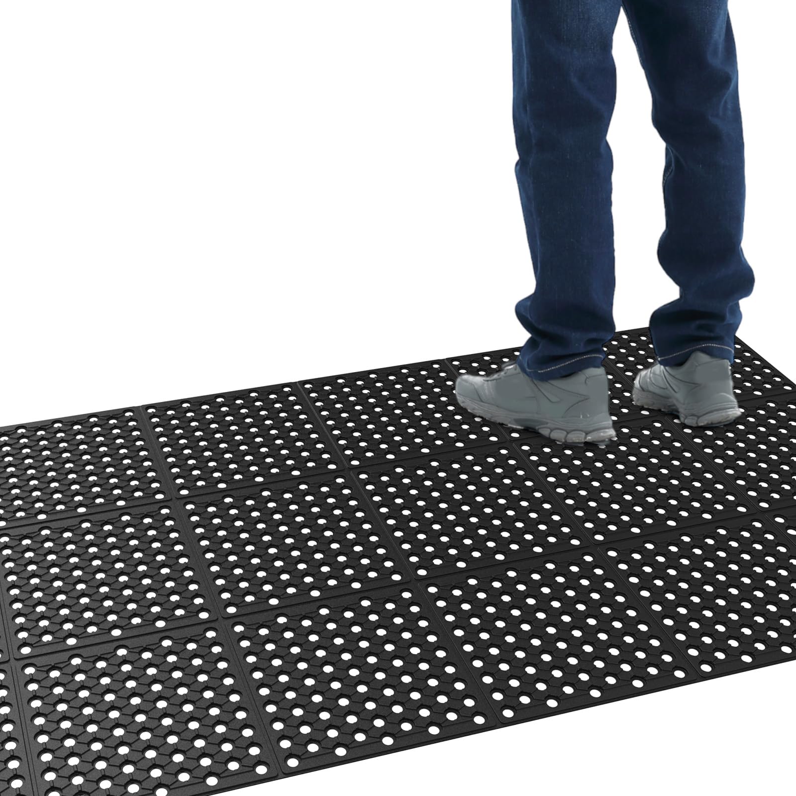 ROVSUN 36'' x 83''(3 x 7 FT) Rubber Floor Mat Anti-Fatigue Non-Slip with Holes