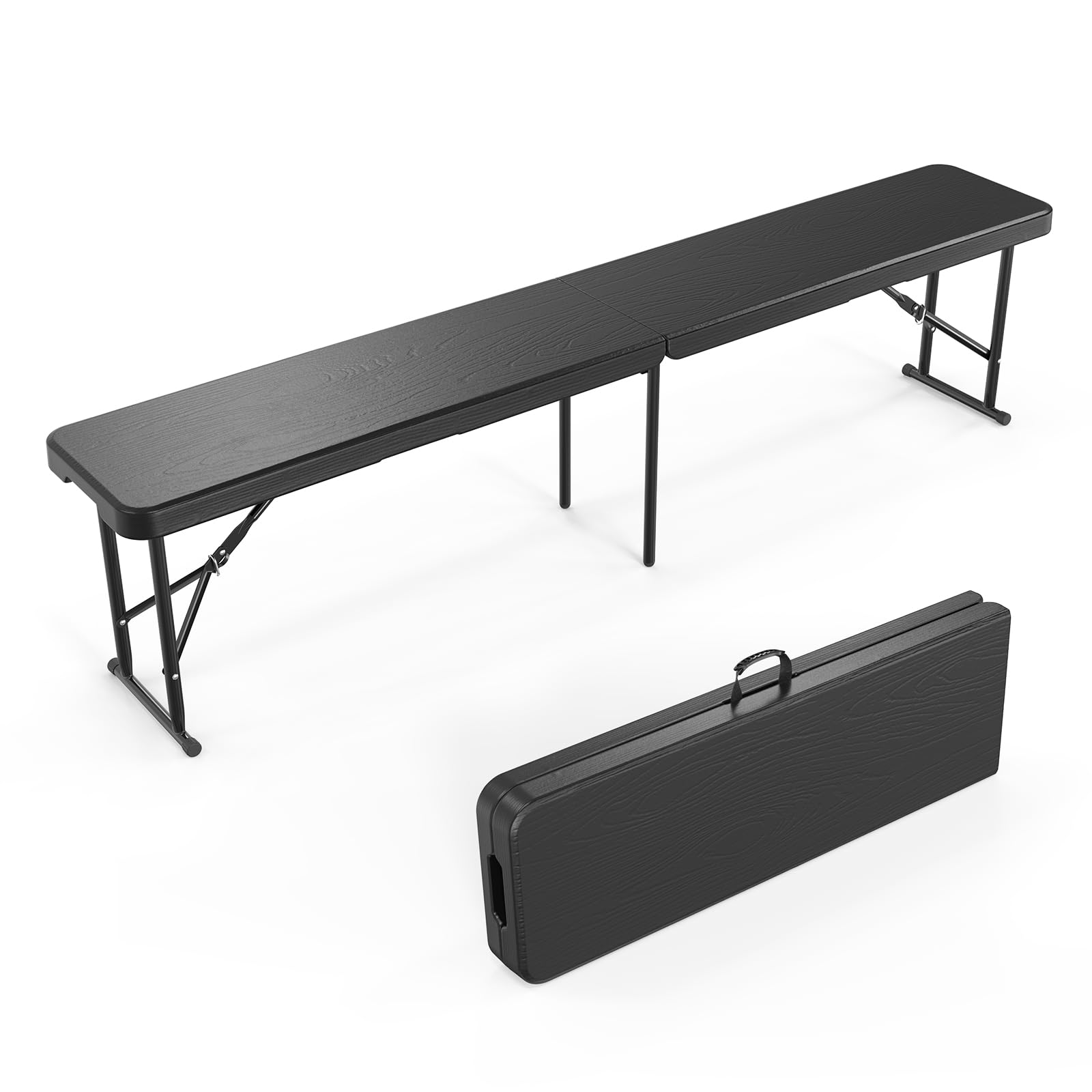 6 Feet Plastic Folding Bench Outdoor Picnic Party Seat Black