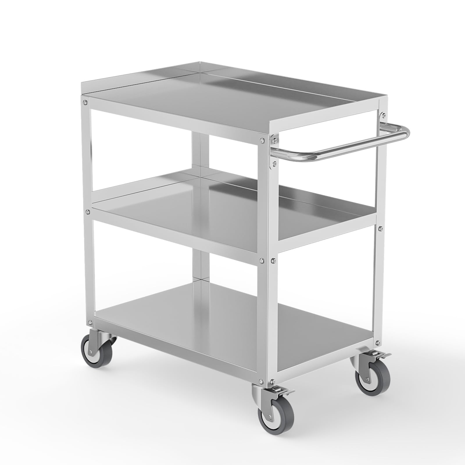 3-Tier Large Shelf Stainless Steel Utility Cart with Wheels